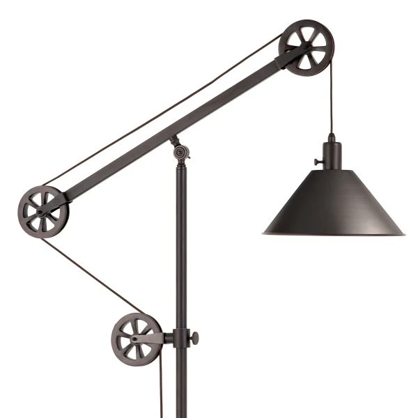Descartes Pulley System Floor Lamp With Metal Shade In Blackened Bronze/Blackened Bronze 9 Descartes Pulley System Floor Lamp With Metal Shade In Blackened Bronze/Blackened Bronze - Image 9