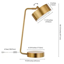 Bradburn 18.5" Tall Integrated LED Table Lamp With Metal Shade In Brass/Brass -office furniture sale 1d5bb7310e5fed4c87a99c62444ac33543