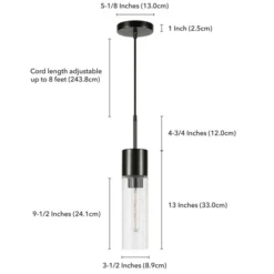 Lance 3.5" Wide Pendant With Glass Shade In Blackened Steel/Seeded -office furniture sale 1d70b6542e52a9cbd3081cb96d36e2487f