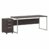 Bush Business Furniture Hybrid 72W X 30D Computer Table Desk With 3 Drawer Mobile File Cabinet In Storm Gray