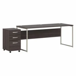 Bush Business Furniture Hybrid 72W X 30D Computer Table Desk With 3 Drawer Mobile File Cabinet In Storm Gray