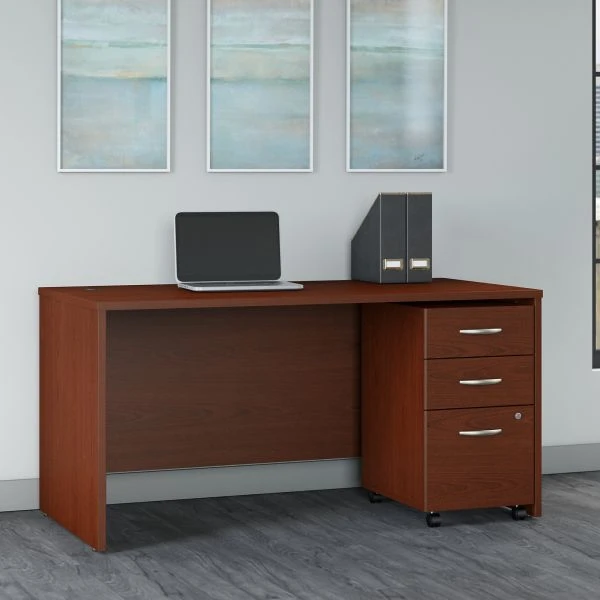 Bush Business Furniture Series C 60W X 30D Office Desk With 3 Drawer Mobile File Cabinet In Mahogany 5 Bush Business Furniture Series C 60W X 30D Office Desk With 3 Drawer Mobile File Cabinet In Mahogany - Image 5