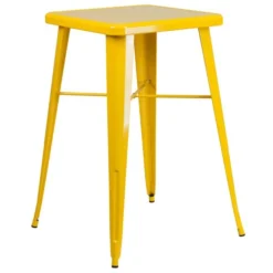 Aaron Commercial Grade 23.75" Square Yellow Metal Indoor-Outdoor Bar Height Table