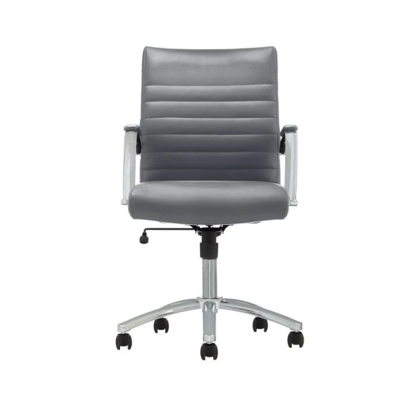 Modern Comfort Winsley Bonded Leather Mid-Back Manager's Chair, Gray/Chrome, BIFMA Certified 6 Modern Comfort Winsley Bonded Leather Mid-Back Manager's Chair, Gray/Chrome, BIFMA Certified - Image 6