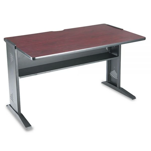 Safco Computer Desk With Reversible Top, 47.5" X 28" X 30", Mahogany/Medium Oak/Black 2 Safco Computer Desk With Reversible Top, 47.5" X 28" X 30", Mahogany/Medium Oak/Black - Image 2