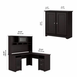 Bush Furniture Cabot L Shaped Desk With Hutch And Small Storage Cabinet With Doors In Espresso Oak -office furniture sale 1f22acca05653920df973475c951cccbb8