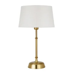 Derek 24.25" Tall Table Lamp With Fabric Shade In Brass/White