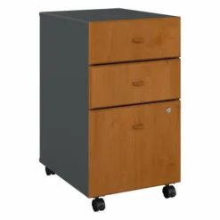 Bush Business Furniture Series A 3 Drawer Mobile File Cabinet In Natural Cherry And Slate