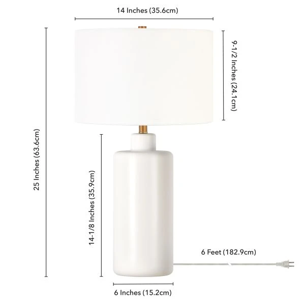 Carlina 25" Tall Ceramic Table Lamp With Fabric Shade In Matte White/White 5 Carlina 25" Tall Ceramic Table Lamp With Fabric Shade In Matte White/White - Image 5