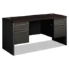 HON 38000 Series Kneespace Credenza, 60w X 24d X 29.5h, Mahogany/Charcoal