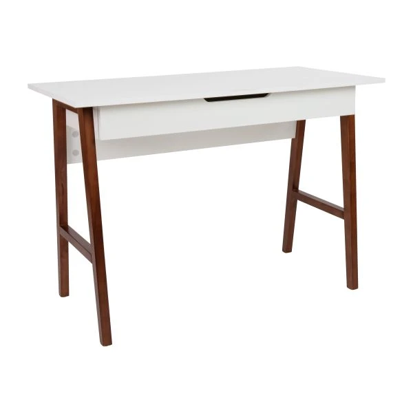 Darla Home Office Writing Computer Desk With Drawer - Table Desk For Writing And Work, White/Walnut 2 Darla Home Office Writing Computer Desk With Drawer - Table Desk For Writing And Work, White/Walnut - Image 2