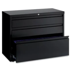 Lorell 3 Drawer Lateral File Cabinet, Letter/Legal/A4, Black