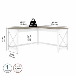 Bush Furniture Key West 60W L Shaped Desk In Pure White And Shiplap Gray -office furniture sale 20534b78eb4aae9dfe2519d309ebceccae