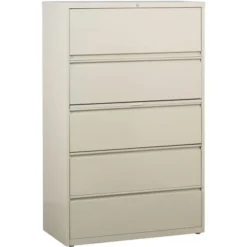 Lorell 5 Drawer Lateral File Cabinet, Letter/Legal/A4, 36" Wide, Putty