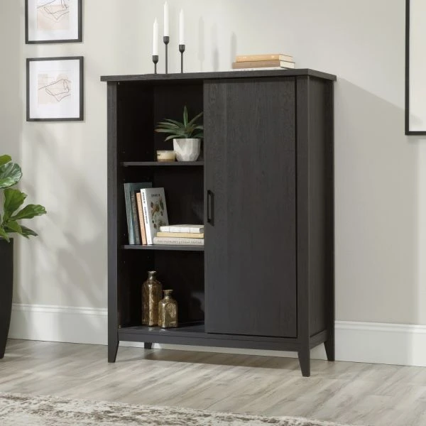 Sauder Summit Station 52"H Bookcase With Sliding Door, Raven Oak 2 Sauder Summit Station 52"H Bookcase With Sliding Door, Raven Oak - Image 2
