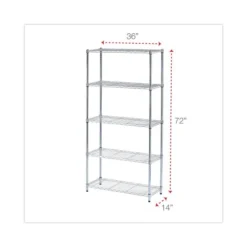 Alera Residential Wire Shelving, Five-Shelf, 36w X 14d X 72h, Silver -office furniture sale 20bc56c7ac43257213d88fcfec04326f1d