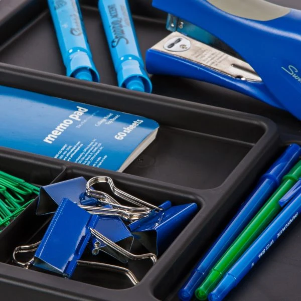 Plastic 3-Drawer Storage Cart, 26 1/5" X 12 1/10" X 14 3/10", Black 2 Plastic 3-Drawer Storage Cart, 26 1/5" X 12 1/10" X 14 3/10", Black - Image 2