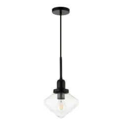 Zariza 8" Wide Pendant With Glass Shade In Blackened Bronze /Clear