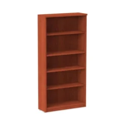 Alera Valencia Series Bookcase, Five-Shelf, 31.75w X 14d X 64.75h, Medium Cherry