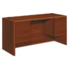 HON 10700 Kneespace Credenza, 3/4 Height Pedestals, 60w X 24d X 29.5h, Cognac