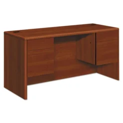 HON 10700 Kneespace Credenza, 3/4 Height Pedestals, 60w X 24d X 29.5h, Cognac