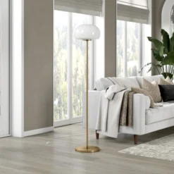 Amanita 62.25" Tall Floor Lamp With Glass Shade In Brass/White Milk -office furniture sale 2251815a115c1bebdccacf10ec36a7f8e5