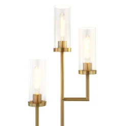 Basso 3-Light Torchiere Floor Lamp With Glass Shade In Brass/Clear -office furniture sale 225ba6beaa5e553fc76b086a36b5d98782