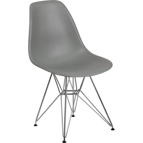 Elon Series Moss Gray Plastic Chair With Chrome Base 1 Elon Series Moss Gray Plastic Chair With Chrome Base