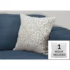 Monarch Specialties Pillows, 18 X 18 Square, Insert Included, Decorative Throw, Accent, Sofa, Couch, Bedroom, Grey Hypoallergenic Polyester, Modern