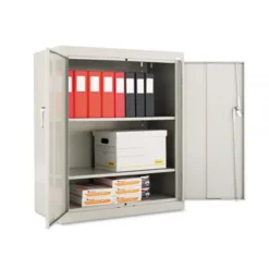 Alera Assembled 42" High Heavy-Duty Welded Storage Cabinet, Two Adjustable Shelves, 36w X 18d, Light Gray
