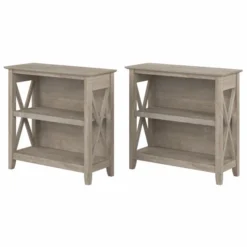 Bush Furniture Key West Small 2 Shelf Bookcase - Set Of 2 In Washed Gray