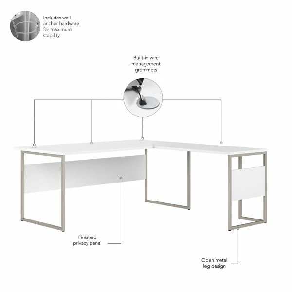 Bush Business Furniture Hybrid 72W X 36D L Shaped Table Desk With 3 Drawer Mobile File Cabinet In White 2 Bush Business Furniture Hybrid 72W X 36D L Shaped Table Desk With 3 Drawer Mobile File Cabinet In White - Image 2