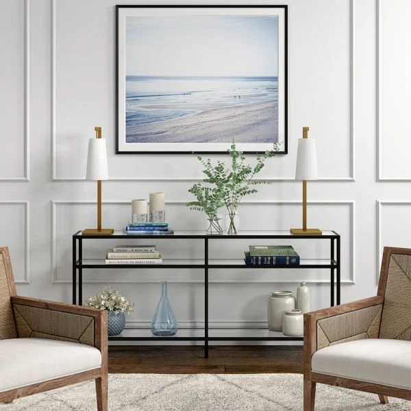 Moser 26" Tall Table Lamp With Fabric Shade In Brass/White 6 Moser 26" Tall Table Lamp With Fabric Shade In Brass/White - Image 6