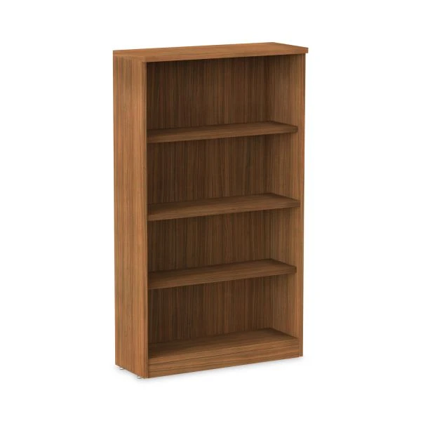 Alera Valencia Series Bookcase, Four-Shelf, 31.75w X 14d X 54.88h, Modern Walnut 1 Alera Valencia Series Bookcase, Four-Shelf, 31.75w X 14d X 54.88h, Modern Walnut
