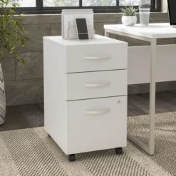 Bush Business Furniture Hybrid 3 Drawer Mobile File Cabinet In White - Assembled -office furniture sale 2413300d20836b8f94b7831eef7762599b