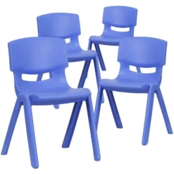 Whitney 4 Pack Blue Plastic Stackable School Chair With 13.25'' Seat Height