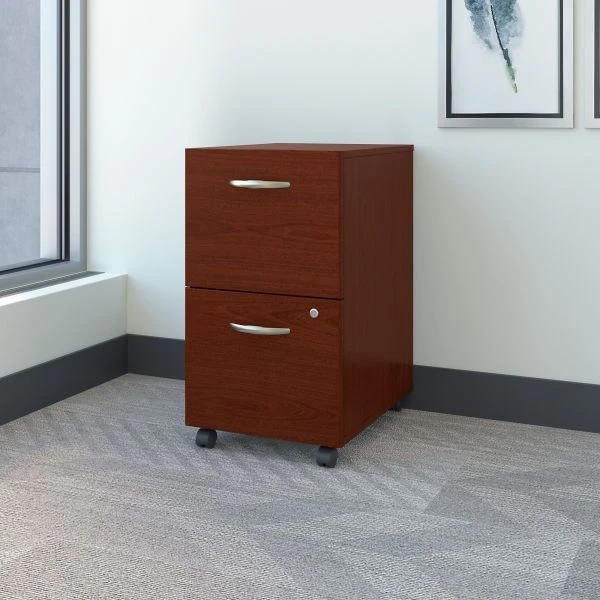 Bush Business Furniture Series C: Mahogany 2 Drawer Mobile Pedestal - Assembled 4 Bush Business Furniture Series C: Mahogany 2 Drawer Mobile Pedestal - Assembled - Image 4