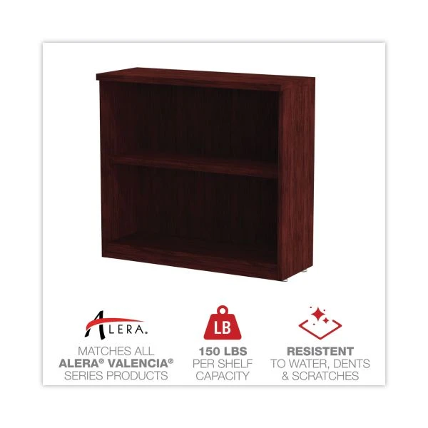 Alera Valencia Series Bookcase, Two-Shelf, 31.75w X 14d X 29.5h, Mahogany 6 Alera Valencia Series Bookcase, Two-Shelf, 31.75w X 14d X 29.5h, Mahogany - Image 6