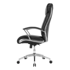 Modern Comfort Verismo Bonded Leather High-Back Executive Chair, Black/Chrome, BIFMA Certified -office furniture sale 25b0f82b02196ed80537cb531a1f6a9869