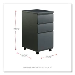 Alera File Pedestal With Full-Length Pull, Left Or Right, 3-Drawers: Box/Box/File, Legal/Letter, Charcoal, 14.96" X 19.29" X 27.75" -office furniture sale 25cdb825b35816d4903f097afc979c3b37