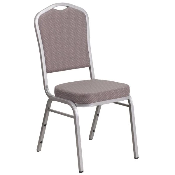 Flash Furniture HERCULES Series Crown Back Stacking Banquet Chair With Gray Dot Fabric And 2.5'' Thick Seat - Silver Frame 2 Flash Furniture HERCULES Series Crown Back Stacking Banquet Chair With Gray Dot Fabric And 2.5'' Thick Seat - Silver Frame - Image 2