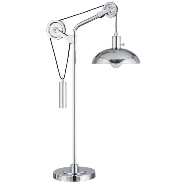 Neo 33.5" Tall Solid Wheel Pulley System Table Lamp With Metal Shade In Polished Nickel/Polished Nickel 1 Neo 33.5" Tall Solid Wheel Pulley System Table Lamp With Metal Shade In Polished Nickel/Polished Nickel