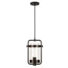 Orion 11" Wide Industrial Pendant With Glass Shade In Blackened Bronze/Clear