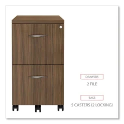 Alera Valencia Series Mobile Pedestal, Left Or Right, 2 Legal/Letter-Size File Drawers, Modern Walnut, 15.38" X 20" X 26.63" -office furniture sale 26153bff9625080e206edfa9990845ef94