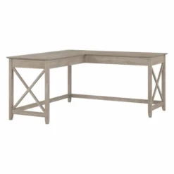 Bush Furniture Key West 60W L Shaped Desk In Washed Gray