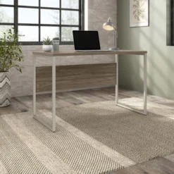 Bush Business Furniture Hybrid 48W X 24D Computer Table Desk With Metal Legs In Modern Hickory -office furniture sale 2636cb2a5896c37084d1c6a4464c39b432