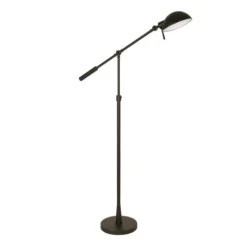 Dexter Height Adjustable/Tilting Floor Lamp With Metal Shade In Blackened Bronze/Blackened Bronze