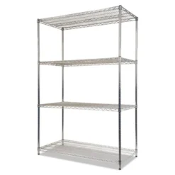 Alera NSF Approved Industrial Heavy-Duty Wire Shelving Starter Kit, 4-Shelf, 48w X 24d X 72h,Silver -office furniture sale 267783467348dfc0e8b530717d061940ff