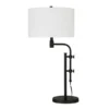 Polly Height-Adjustable Table Lamp With Fabric Shade In Blackened Bronze/White
