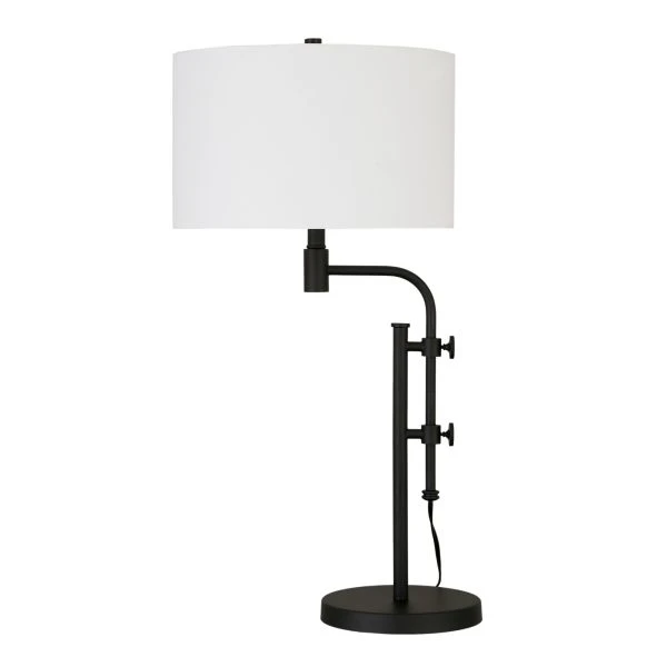 Polly Height-Adjustable Table Lamp With Fabric Shade In Blackened Bronze/White 1 Polly Height-Adjustable Table Lamp With Fabric Shade In Blackened Bronze/White